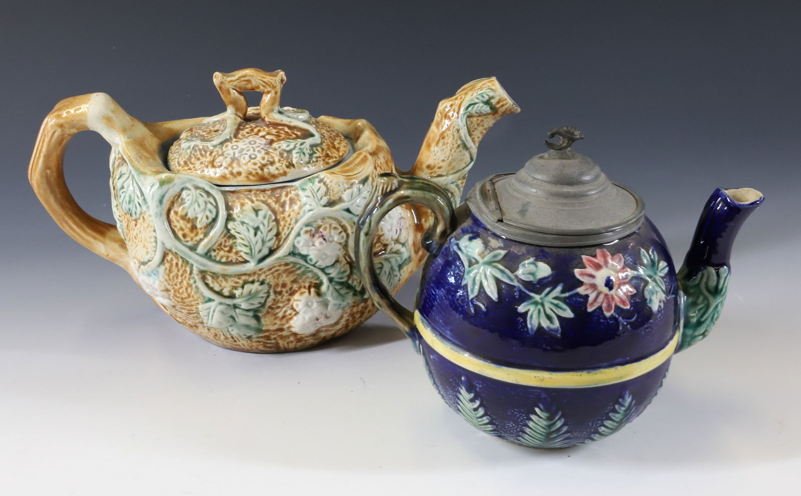 (2) MAJOLICA TEAPOTS (1 of 12)