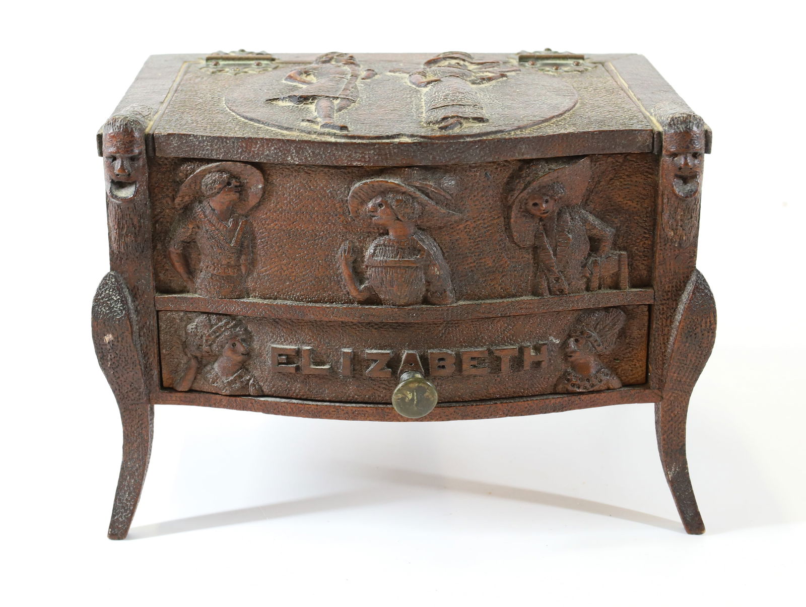 CARVED FOLK ART DRESSER BOX (1 of 8)