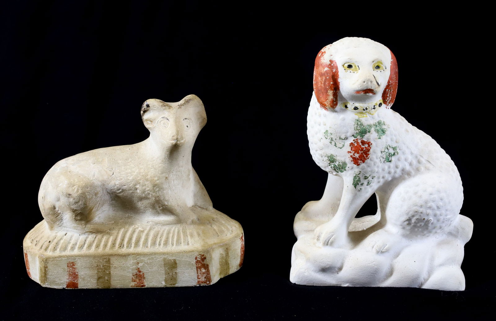 (2) 19TH C. CHALKWARE ANIMALS (1 of 4)