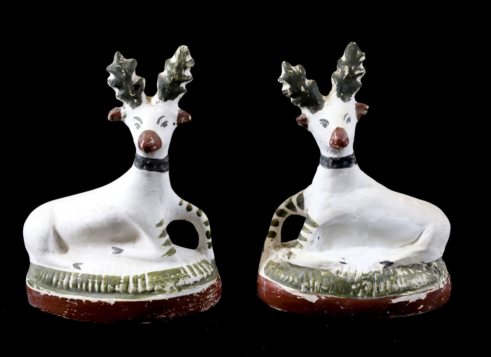 PAIR OF CHALKWARE DEER (1 of 5)