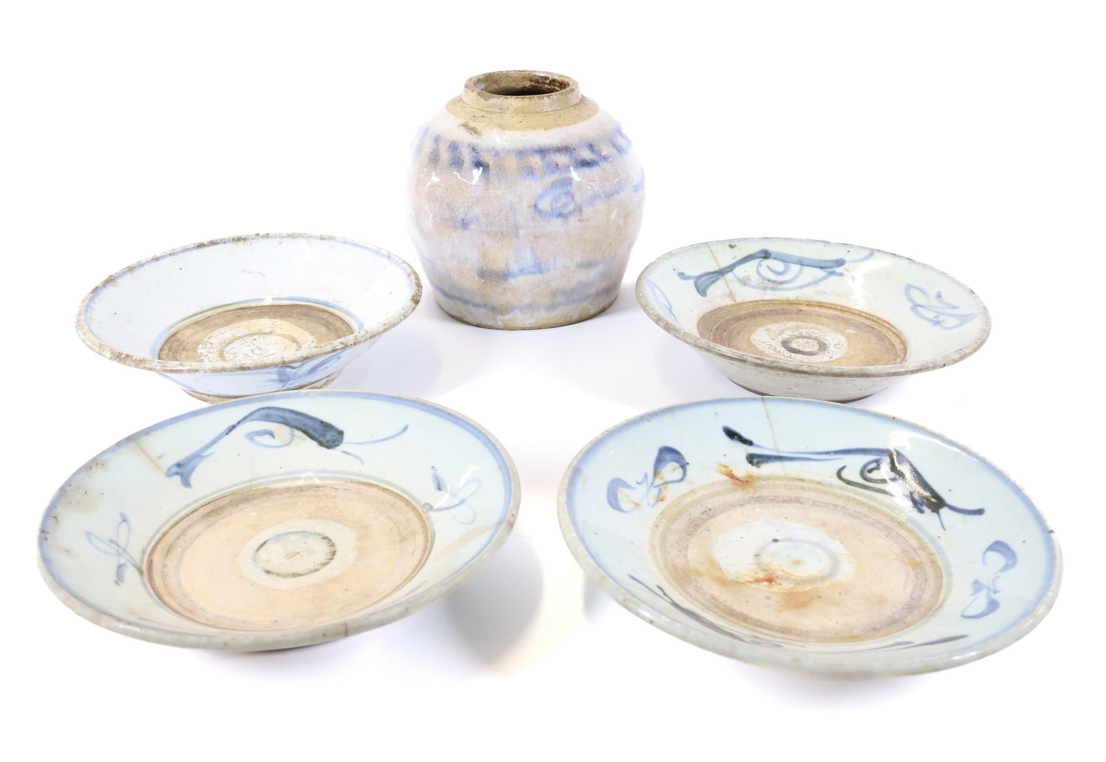 CHINESE GINGER JAR AND BOWLS: JAR 6" X 6 1/2". BOWLS ARE 8" TO 8 1/2" DIAMETERS. TERMS: PLEASE READ CAREFULLY - Terms for Purchasing and Shipping of Auction Items. Please read carefully before bidding. All payments for purchases w