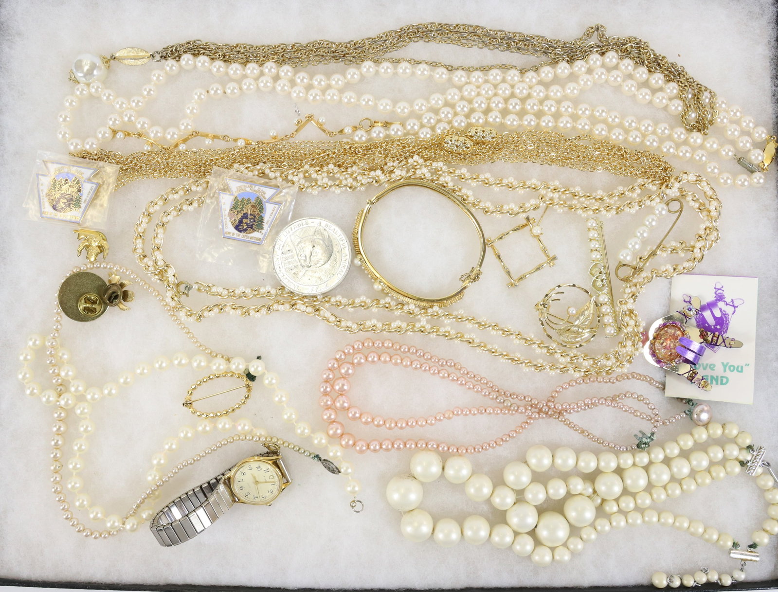 LOT OF COSTUME JEWELRY: INCLUDING: NECKLACES, BRACELETS, PINS AND MORE. TERMS: PLEASE READ CAREFULLY - Terms for Purchasing and Shipping of Auction Items. Please read carefully before bidding. All payments for purchases will
