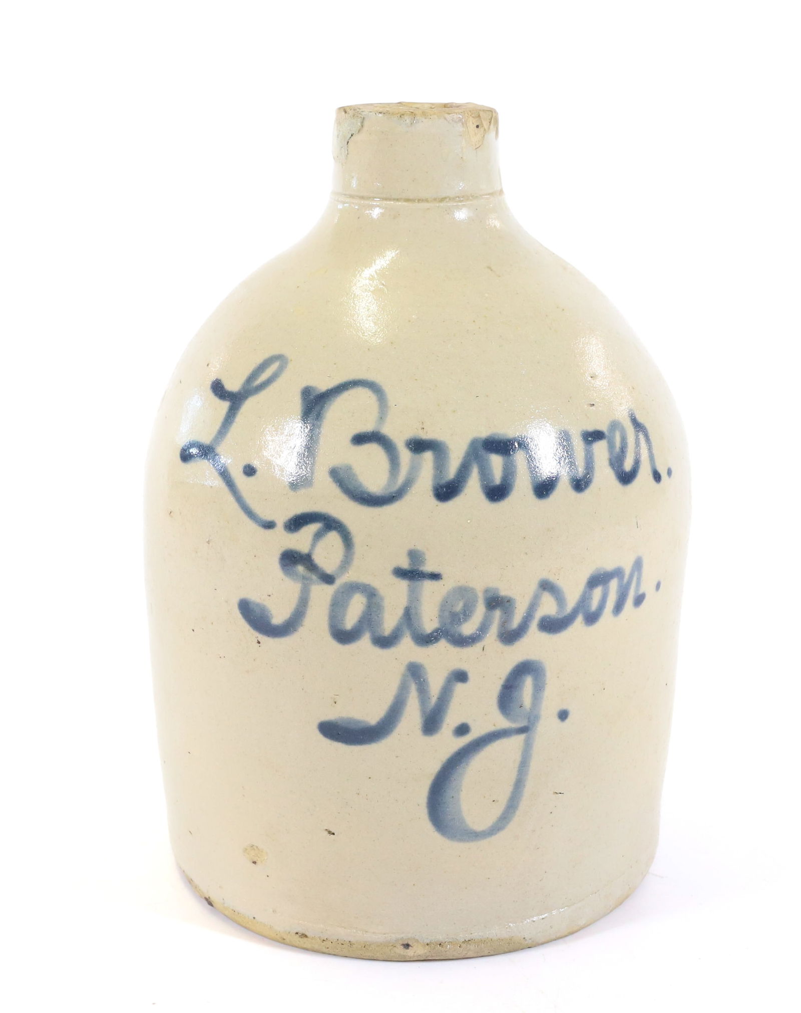 HALF-GALLON STONEWARE ADVERTISING JUG (1 of 6)