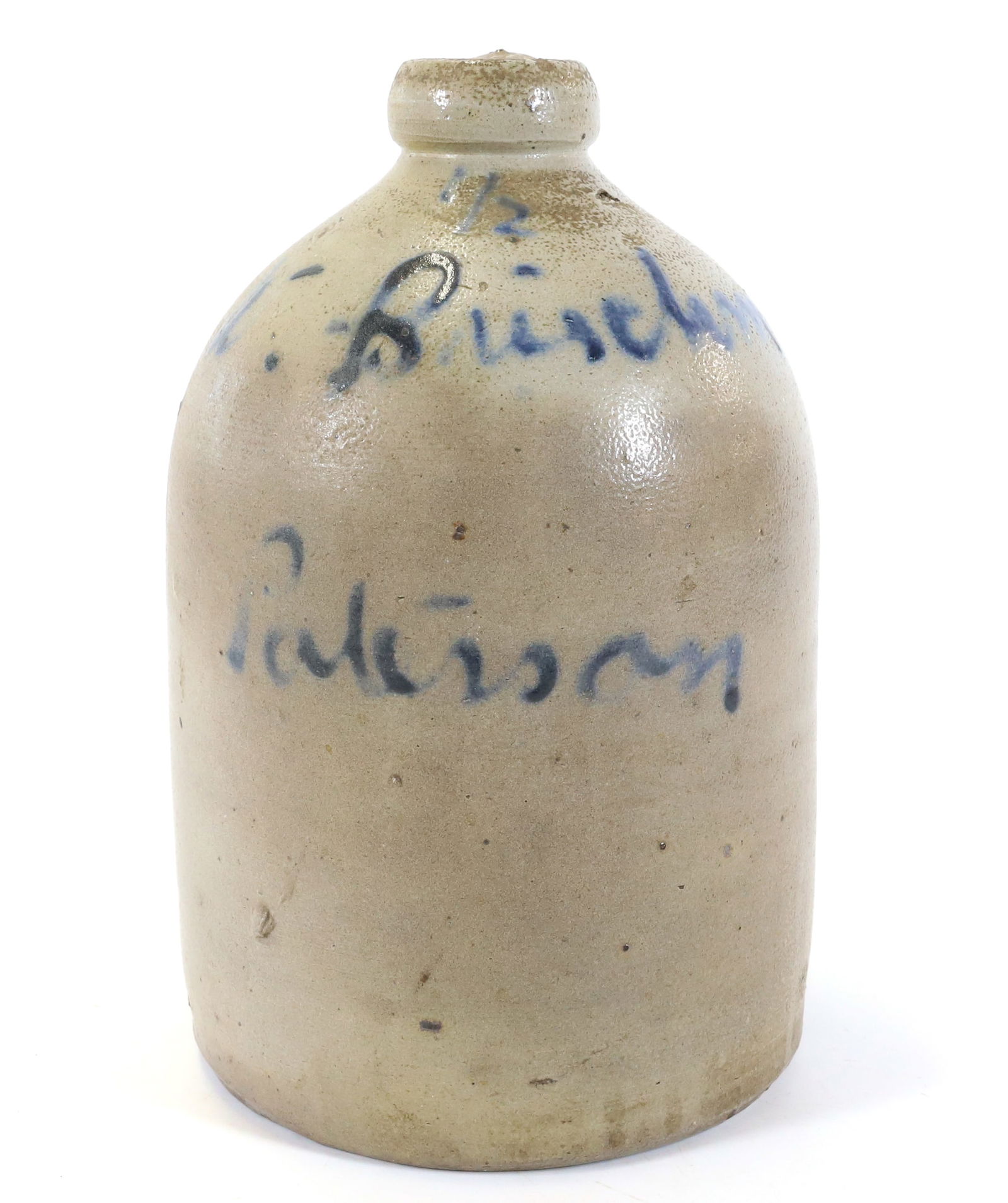 HALF-GALLON STONEWARE ADVERTISING JUG (1 of 6)