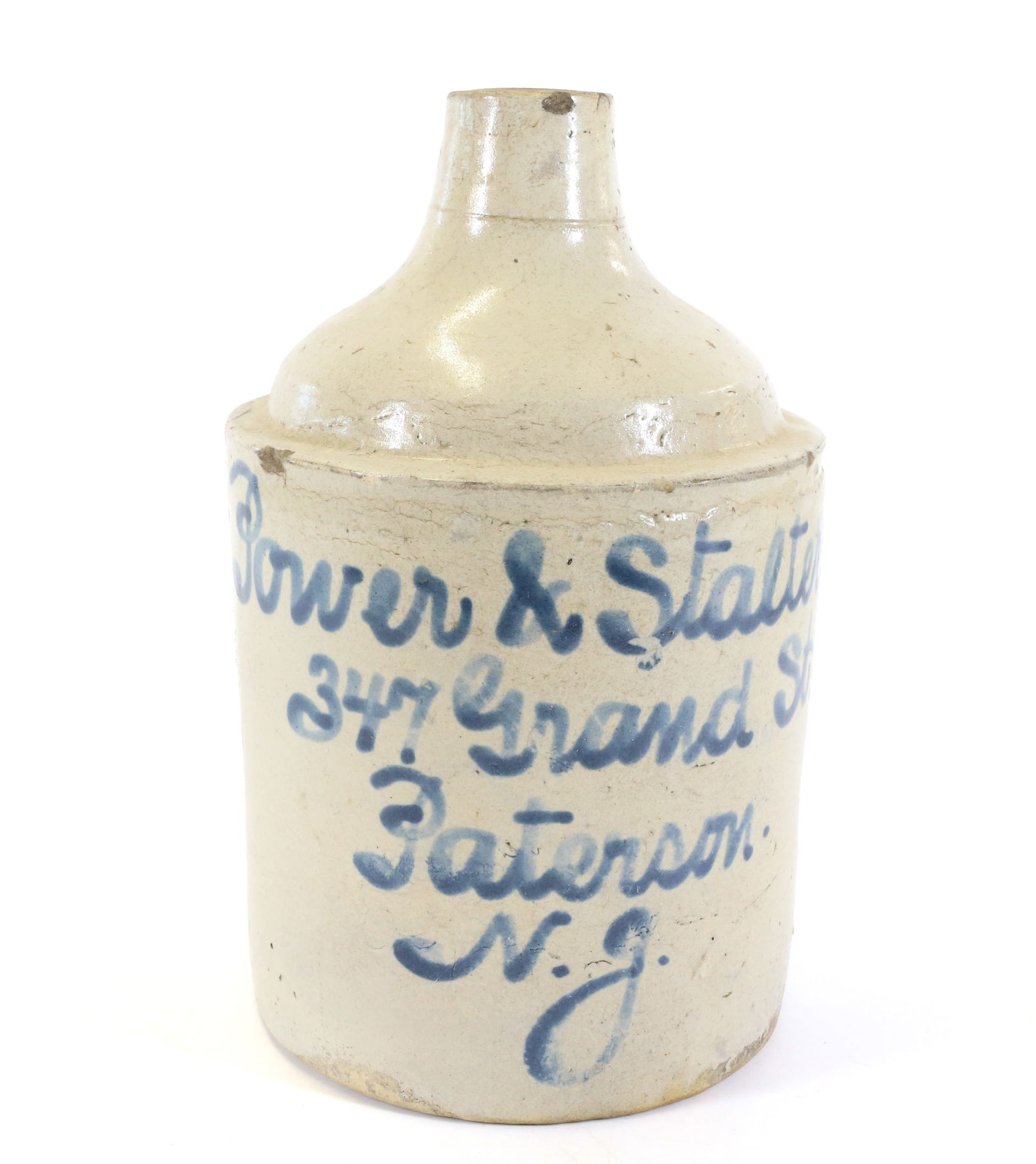 HALF-GALLON STONEWARE ADVERTISING JUG (1 of 6)