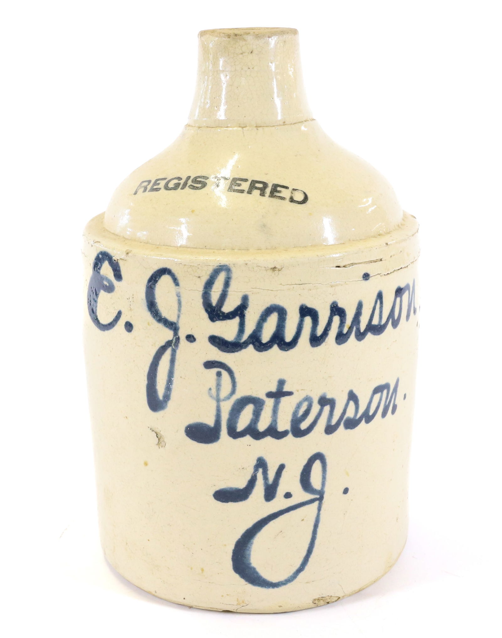 HALF-GALLON STONEWARE ADVERTISING JUG (1 of 6)