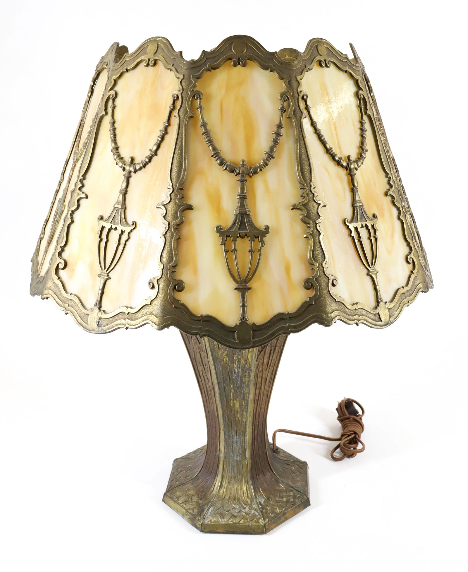 EARLY 20TH C. SLAG GLASS TABLE LAMP (1 of 14)