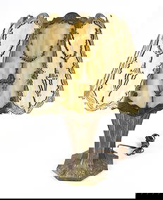 EARLY 20TH C. SLAG GLASS TABLE LAMP (1 of 14)