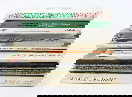 LOT OF ART BOOKS, DUCHAMP, ROT: INCLUDING: (6) MARCEL DUCHAMP (DOCUMENTS OF 20TH-CENTURY ART, 1971. MARCEL DUCHAMP (PAZ, 1978). MARCEL DUCHAMP OR THE CASTLE OF PURITY (PAZ 1970). REFLECTIONS ON A NEW WORK BY MARCEL DUCHAMP (PHILADEL
