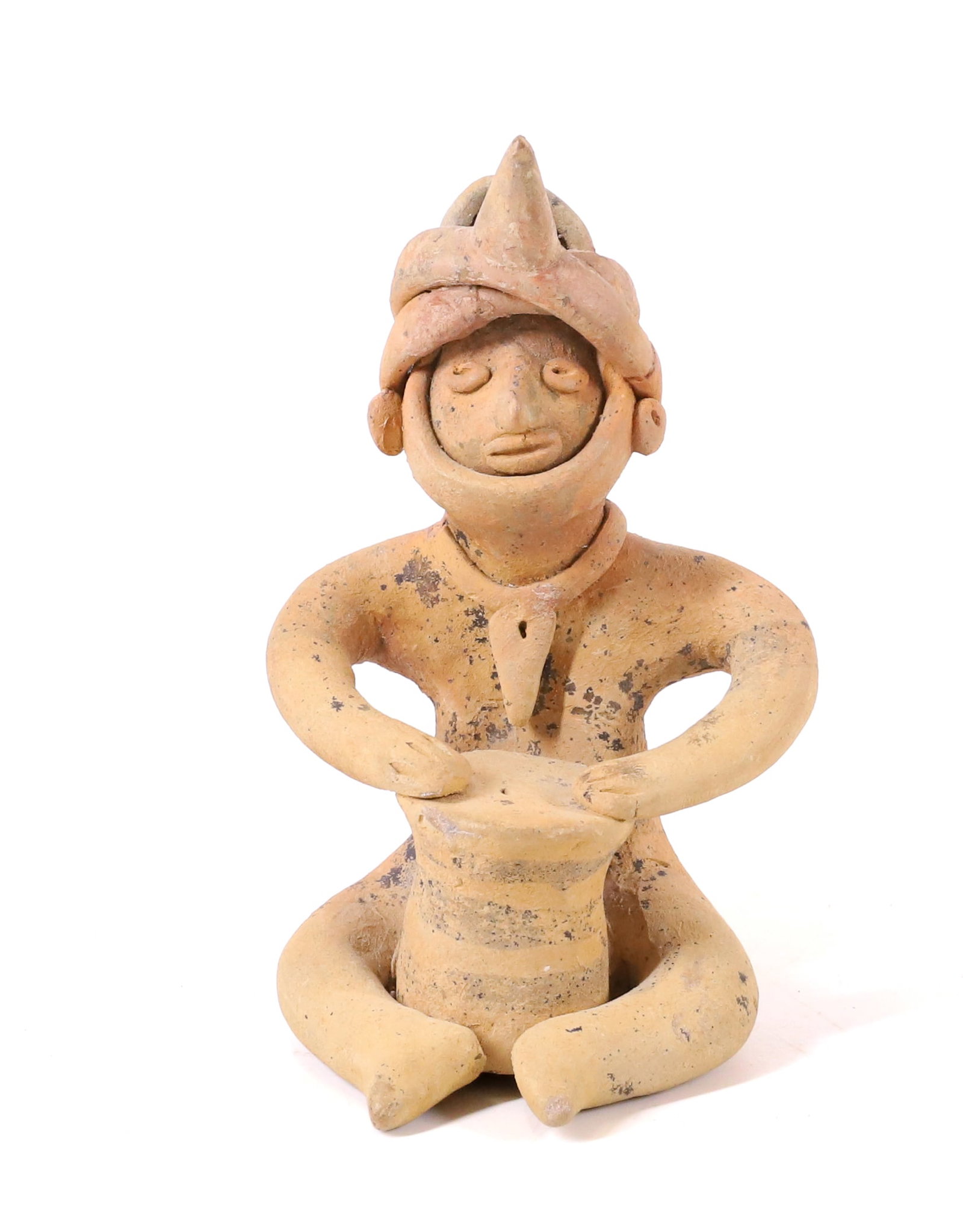 PRE-COLUMBIAN COLIMA WHISTLE: COLIMA MALE WHISTLE, MEXICO, CA. 250 BC- 200 AD. 4 1/4" H. EX. KEN & BARBARA BOWER OF THE LAND'S BEYOND GALLERY, NY. TERMS: PLEASE READ CAREFULLY - Terms for Purchasing and Shipping of Auction Items. 