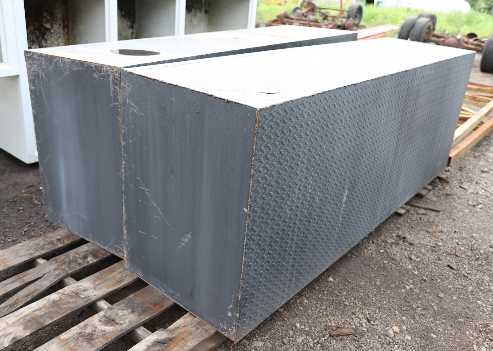 2 HEAVY STEEL INDUSTRIAL UNITS: POSSIBLY FOR TRUCK OR COMMERCIAL BUILDING, EACH UNIT 8' X 25" X 34" PLEASE READ CAREFULLY - THIS IS AN ONLINE AND ABSENTEE BID ONLY AUCTION. THERE WILL BE A PREVIEW ON SATURDAY AUGUST 17TH FROM 9:00 A