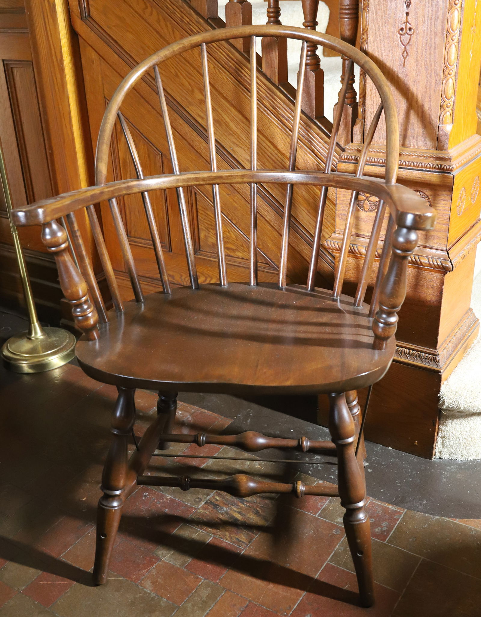 VINTAGE WINDSOR CHAIR: HOOP BACK IN WALNUT FINISH NICE FINISH 36" X 25" PLEASE READ CAREFULLY – THIS IS AN ONSITE ONLINE ONLY AUCTION. The Address is 206 Market St. Bangor, Pa. 18013