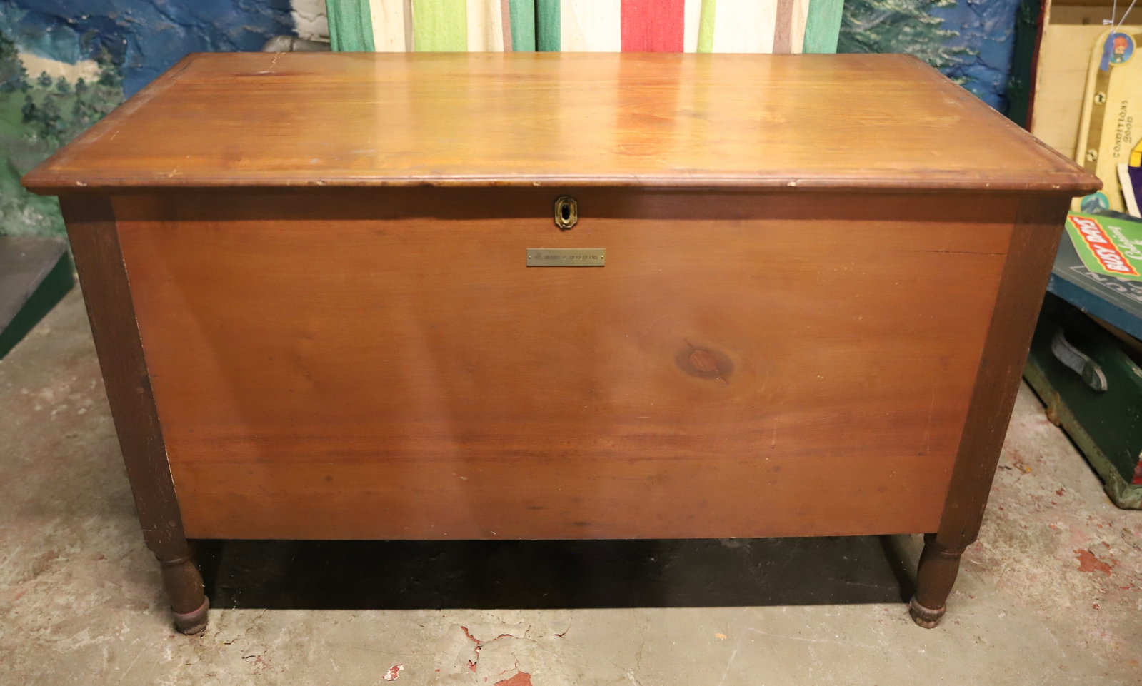 ANTIQUE HARDWOOD BLANKET CHEST: LIFT LID, CANDLE BOX ORIGINAL FINISH 26 1/2"H X 42" X 21 1/2" PLEASE READ CAREFULLY – THIS IS AN ONSITE ONLINE ONLY AUCTION. The Address is 206 Market St. Bangor, Pa. 18013