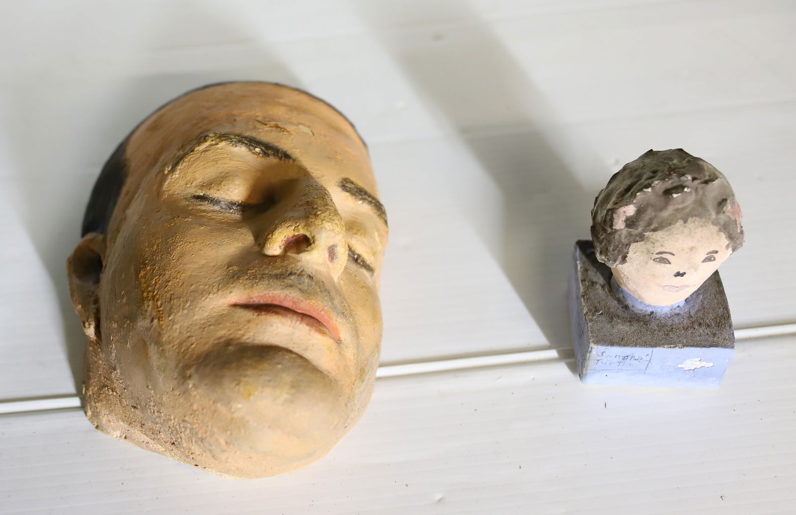 PLASTER FACE CASTING: POSSIBLY A DEATH MASK, WITH PLASTER FIGURE 6" X 10" PLEASE READ CAREFULLY – THIS IS AN ONSITE ONLINE ONLY AUCTION. The Address is 206 Market St. Bangor, Pa. 18013