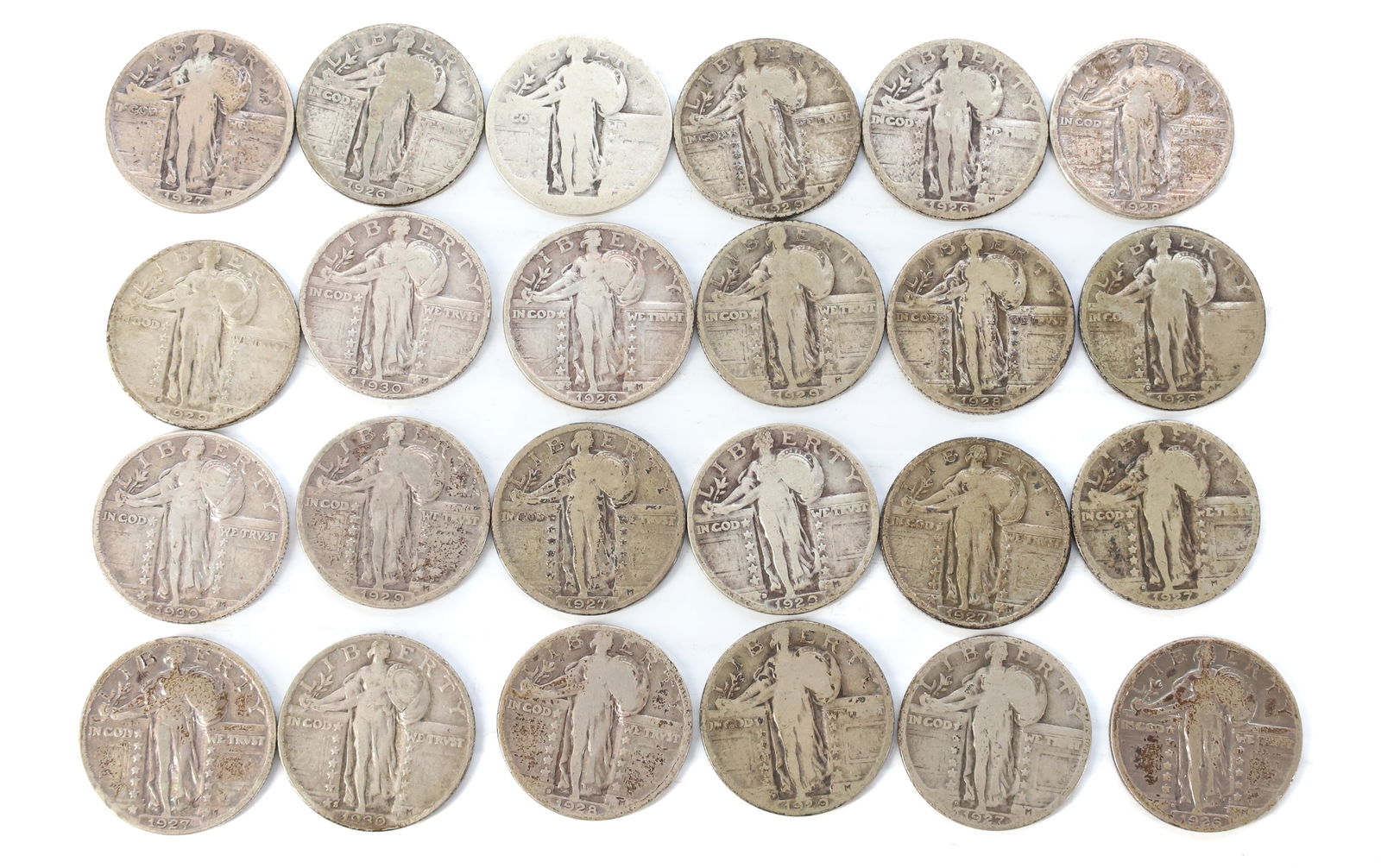 $6.00 FACE VALUE, STANDING LIBERTY QUARTERS (1 of 6)