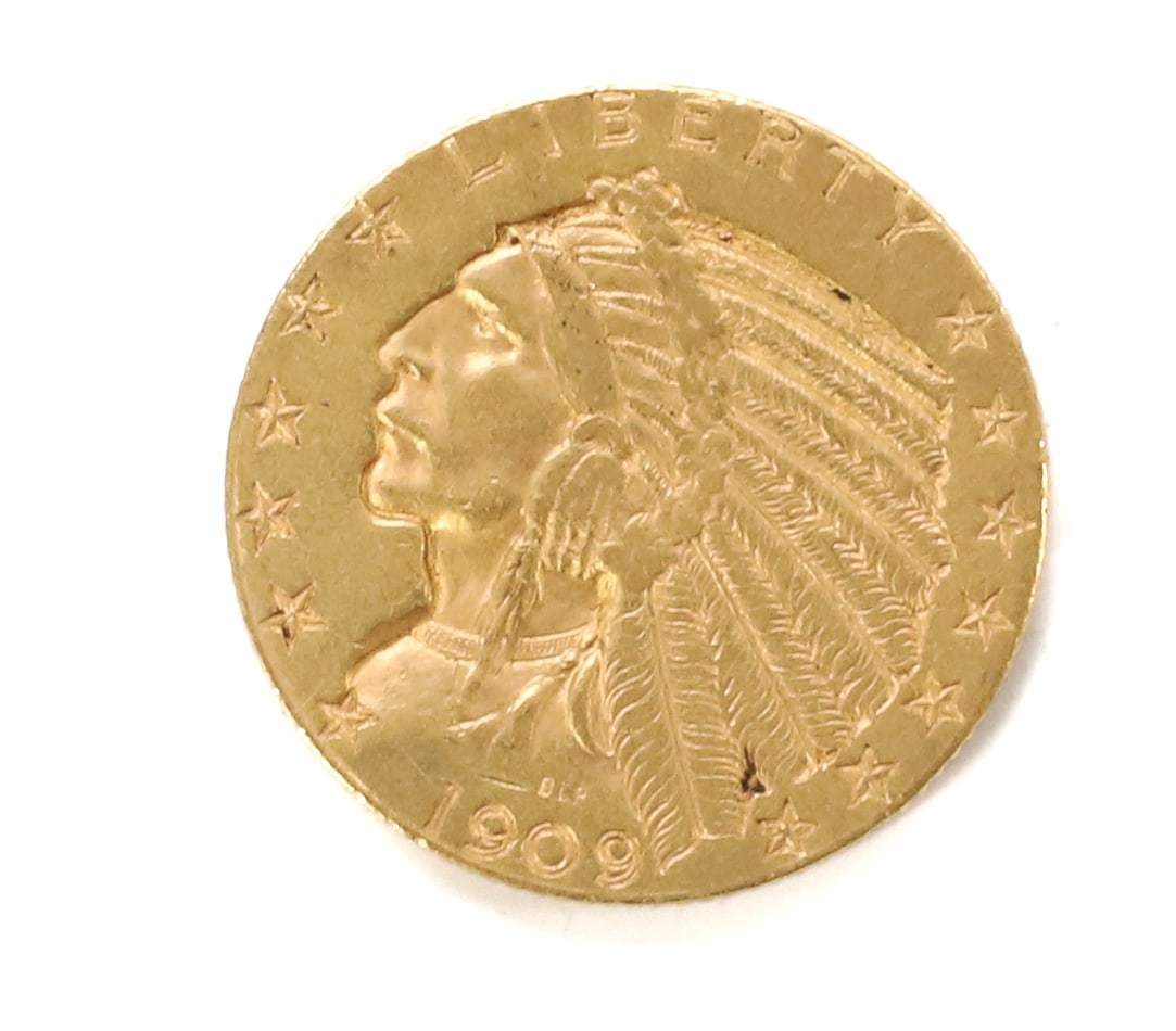 U.S. 1909 $5.00 INDIAN HEAD GOLD COIN (1 of 2)