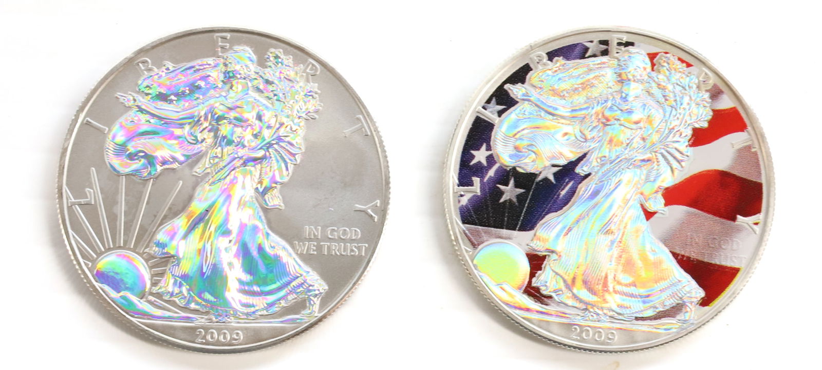 (2) 2009 SILVER AMERICAN EAGLE, HOLOGRAMS (1 of 2)