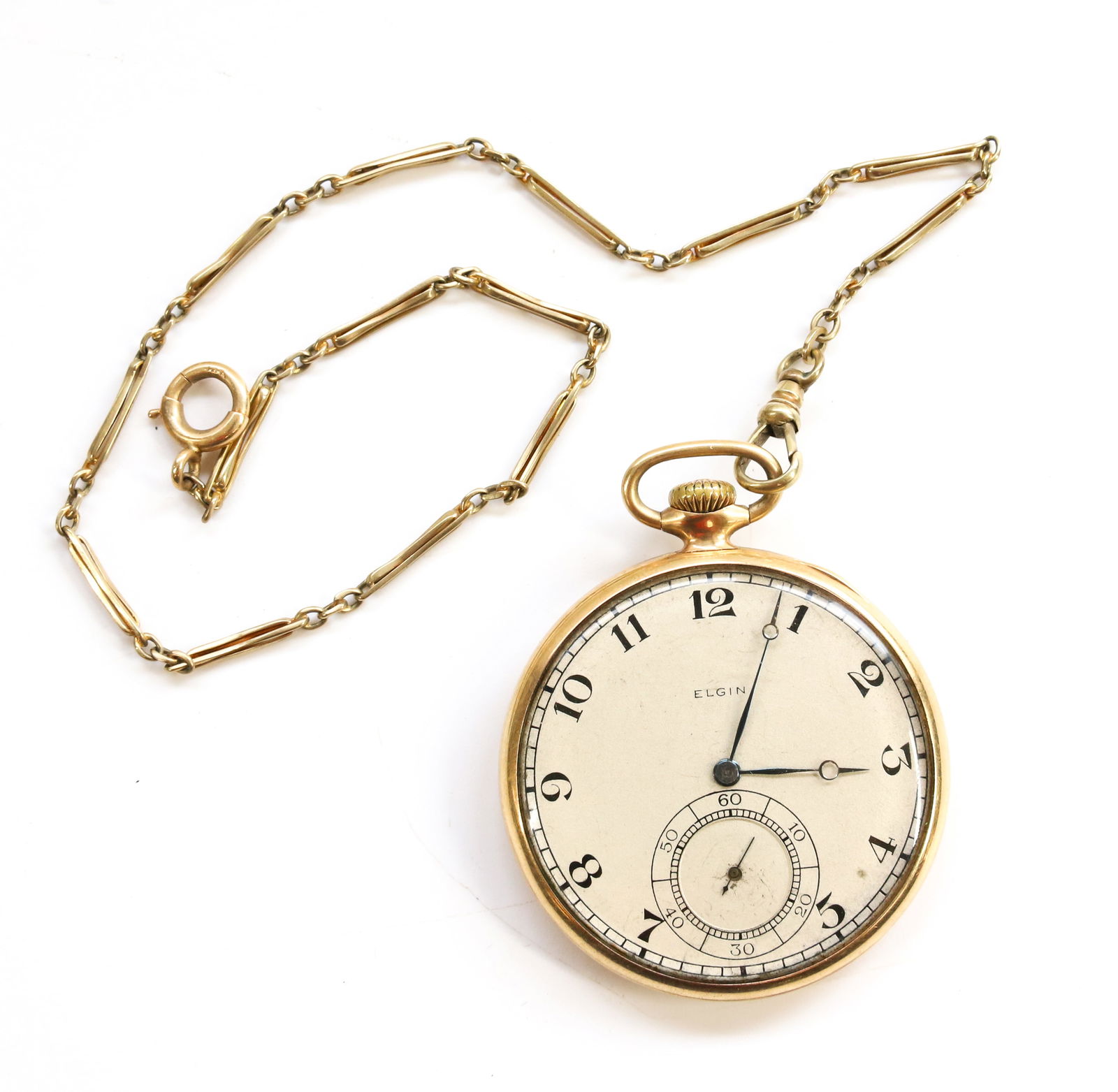 14K ELGIN POCKET WATCH/CHAIN (1 of 4)