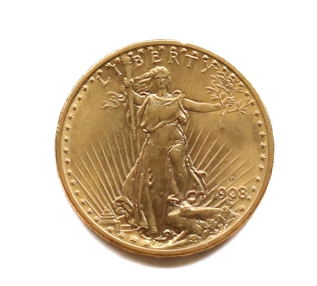 U.S. 1908 D $20.00 GOLD COIN (1 of 2)