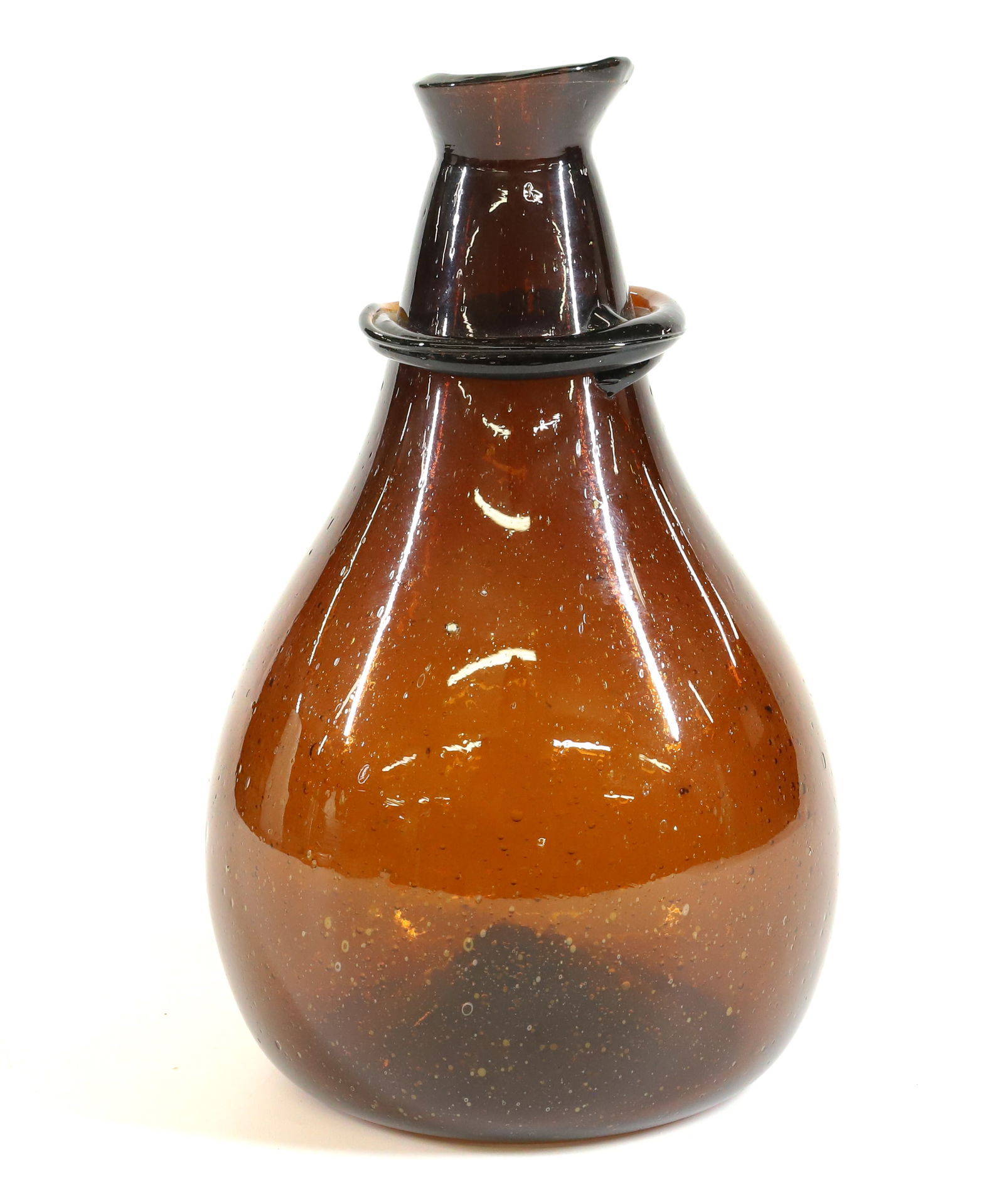 AMBER BLOWN GLASS BOTTLE/FLASK (1 of 7)