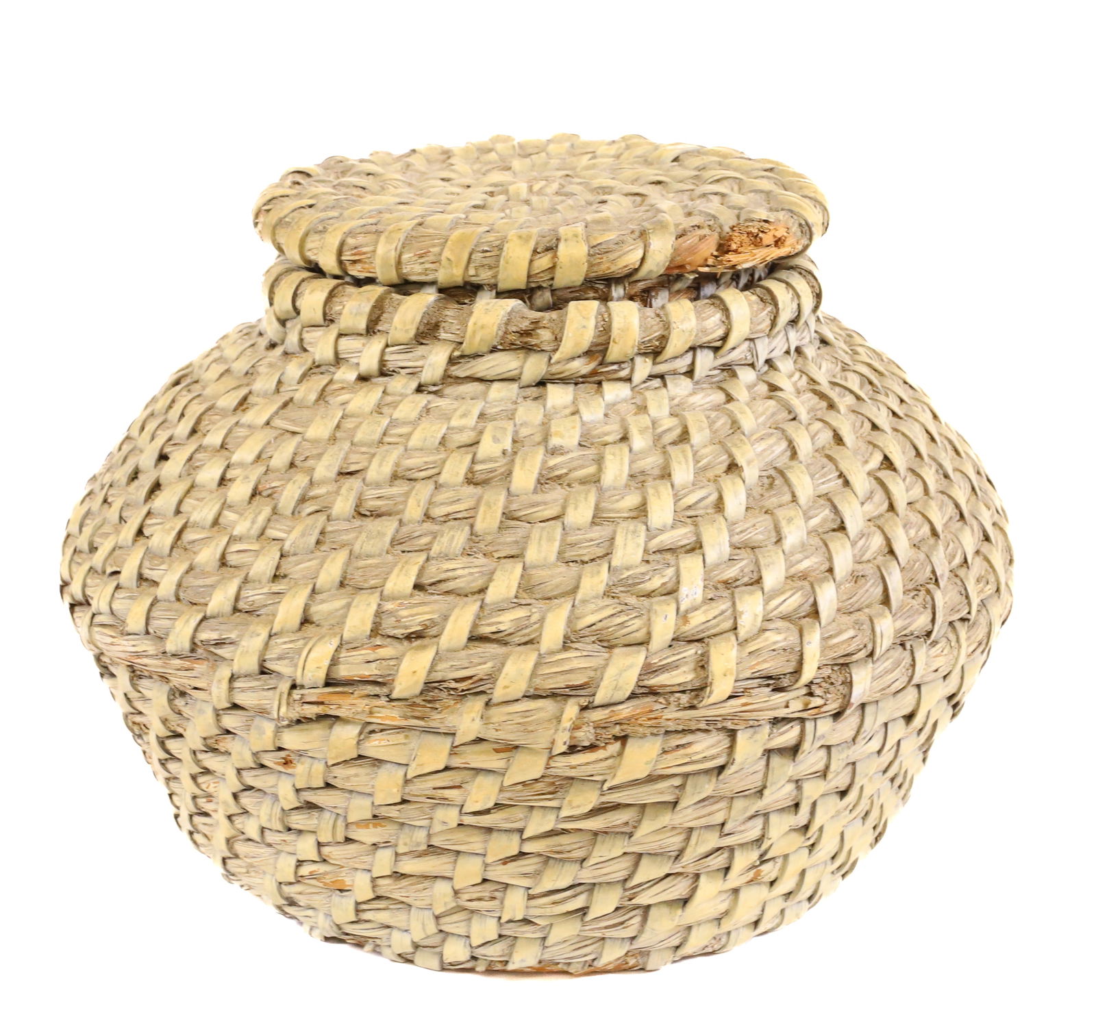 OVOID PAINTED RYE BASKET WITH LID (1 of 5)