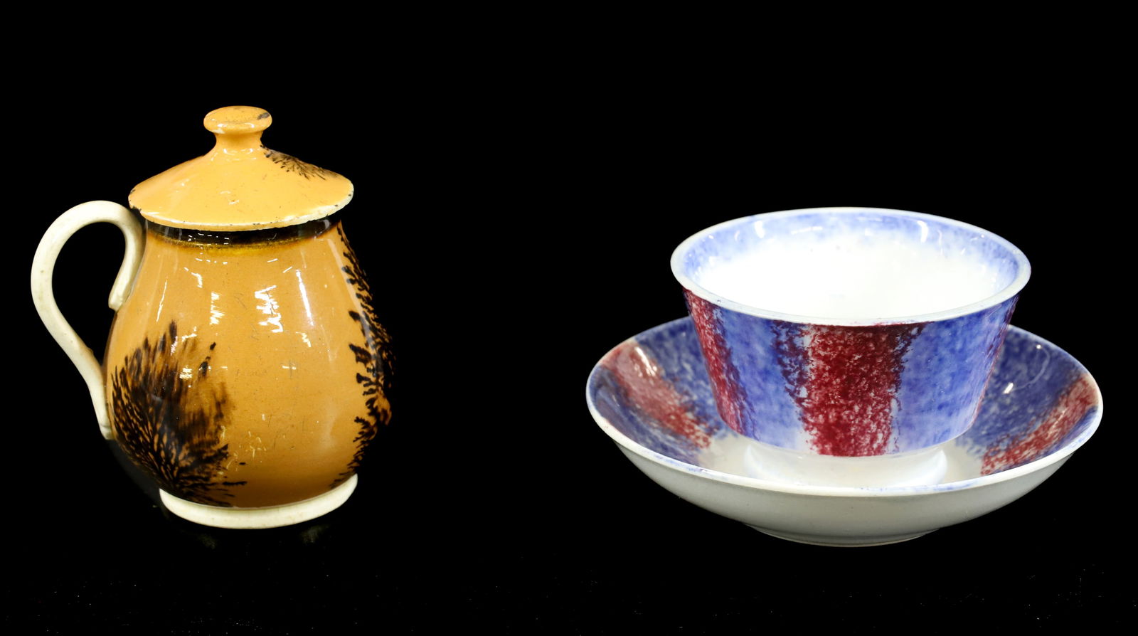 MOCHAWARE MUSTARD POT AND SPATTERWARE CUP/SAUCER (1 of 8)