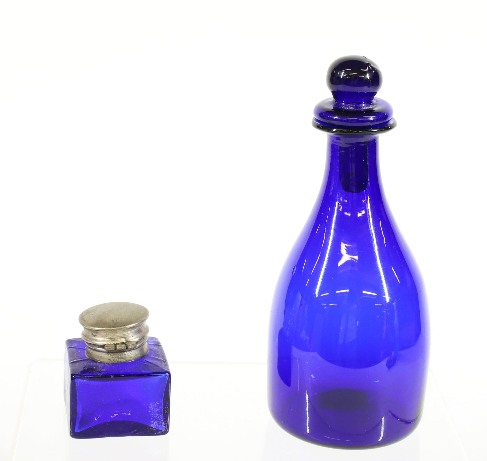 COBALT BLUE COLOGNE BOTTLE AND INKWELL (1 of 6)