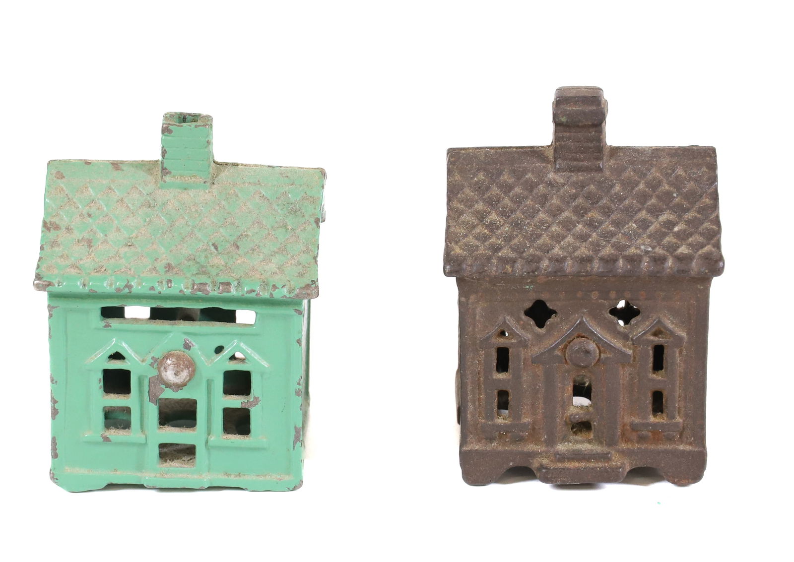 (2) SMALL CAST IRON BANKS (1 of 5)