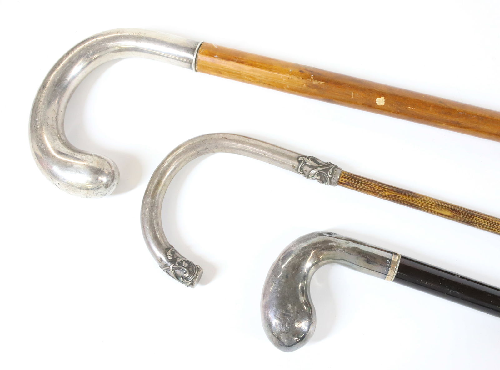 LOT OF SILVER HANDLE CANES (1 of 8)