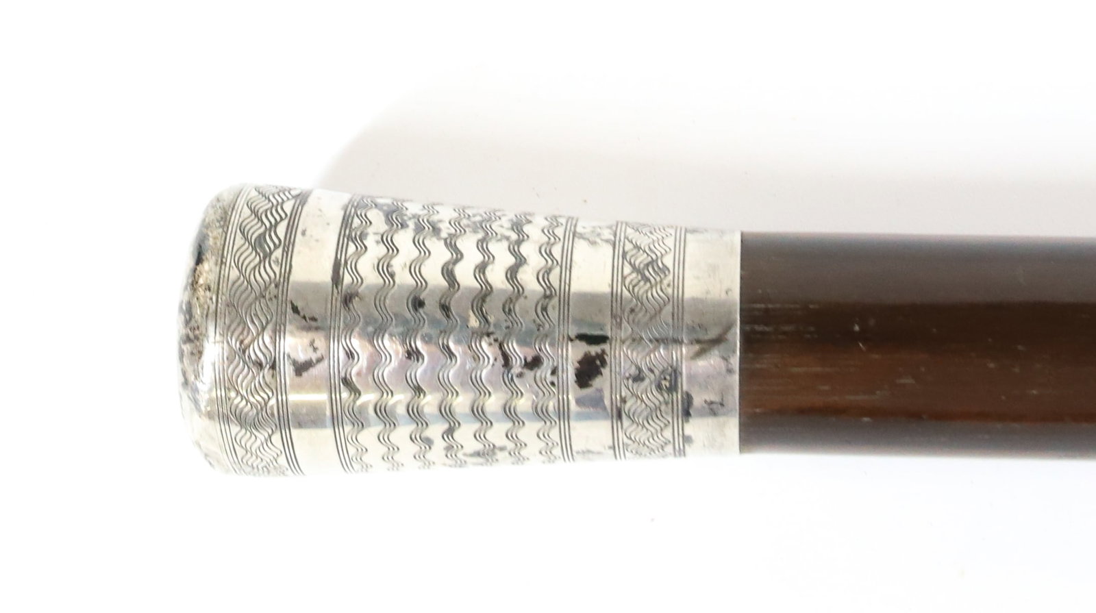 SILVER CAPPED CANE / WALKING STICK (1 of 4)