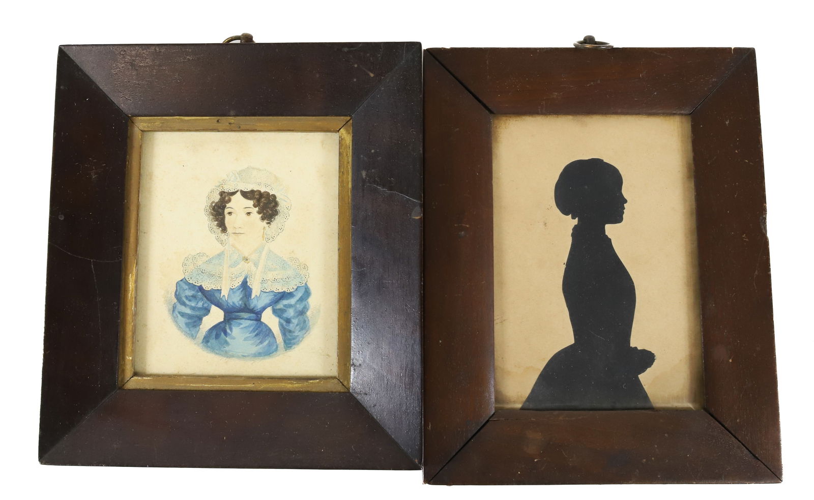 19TH C. WATERCOLOR PORTRAIT AND SILHOUETTE (1 of 4)