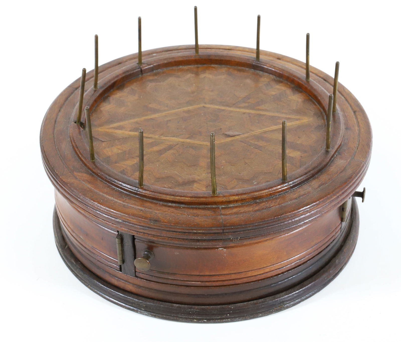 MAHOGANY INLAID SPOOL HOLDER (1 of 5)