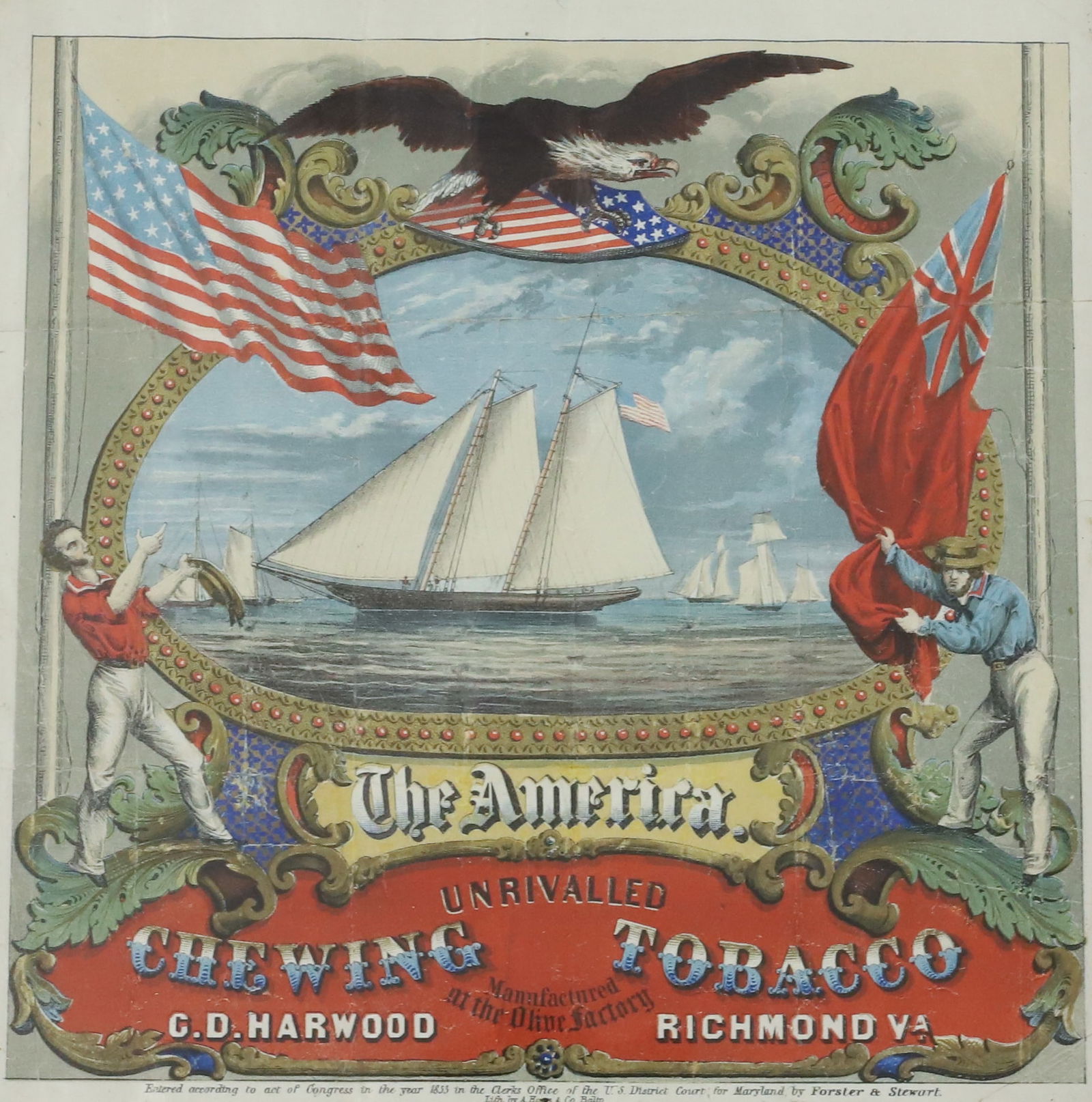 FRAMED CHEWING TOBACCO AD (1 of 4)