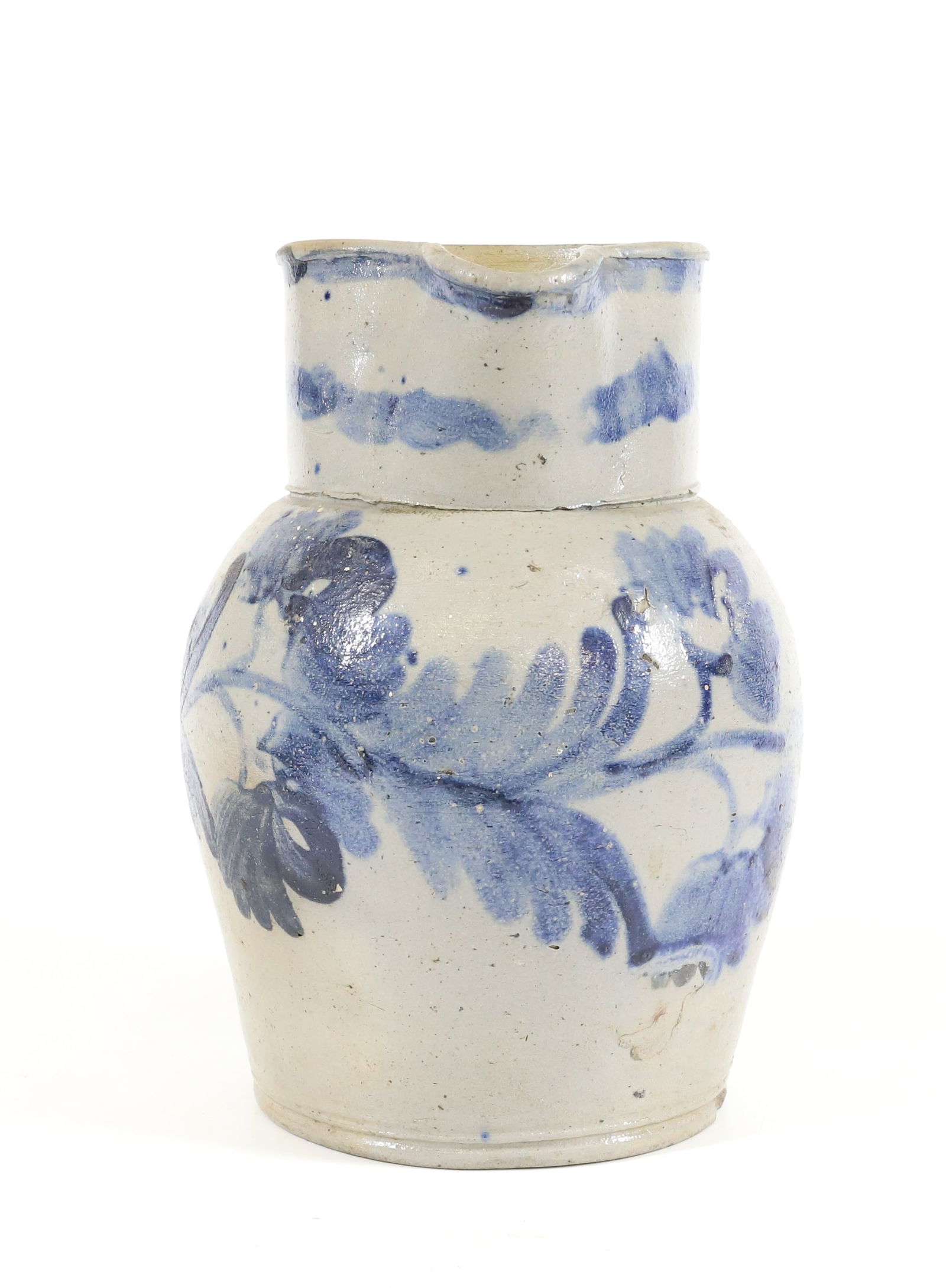 BLUE DECORATED STONEWARE PITCHER (1 of 7)