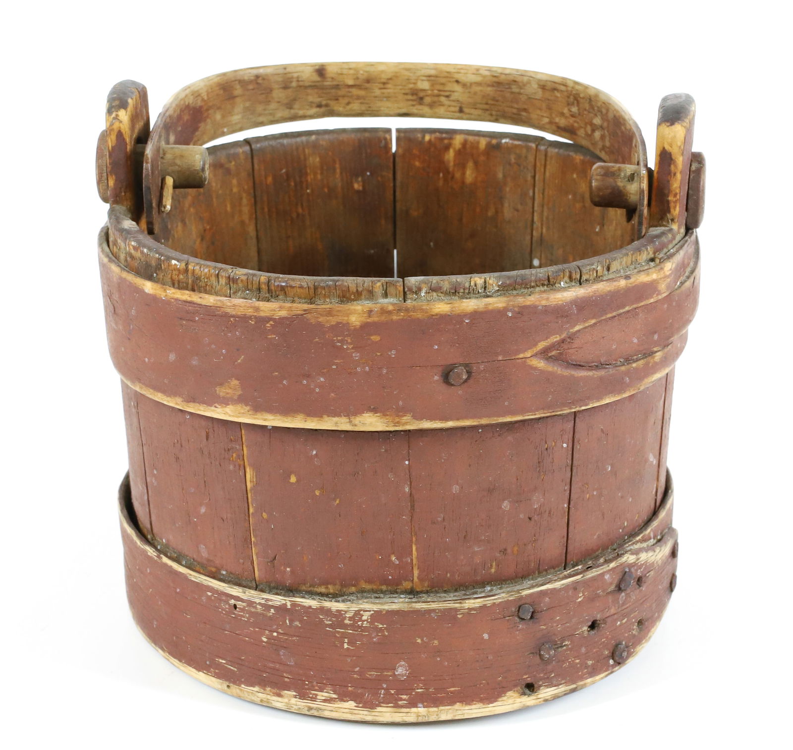19TH C. RED STAVED BUCKET (1 of 6)