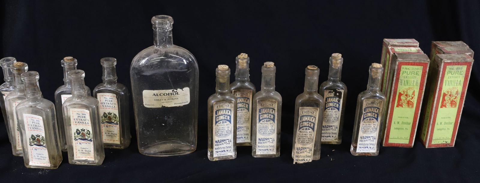 LOT OF VINTAGE BOTTLES WITH ORIGINAL PAPER LABELS (1 of 4)