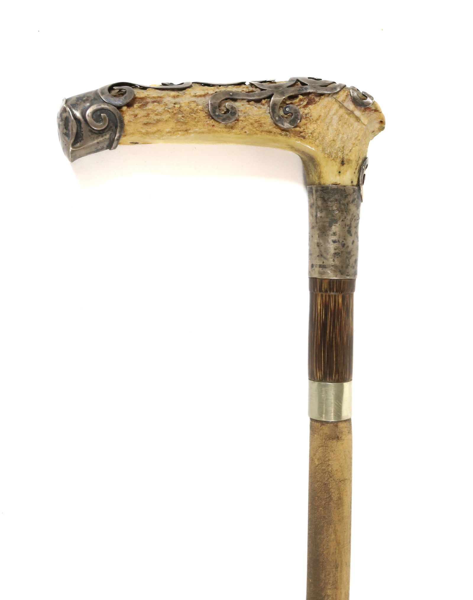 STERLING BANDED ANTLER CANE (1 of 6)