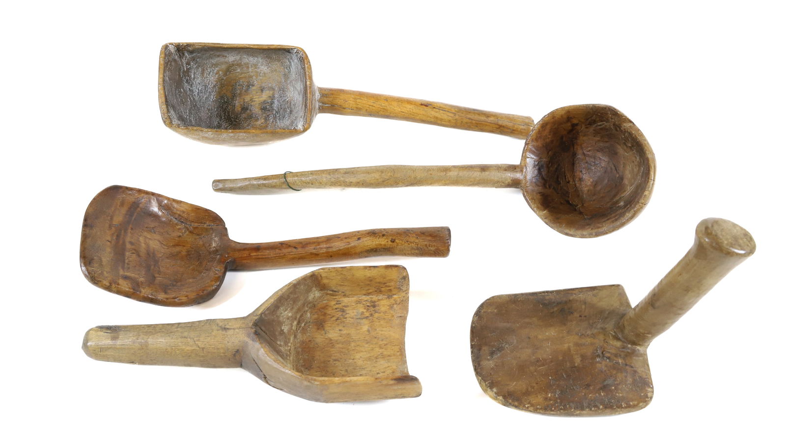 CARVED WOODEN PADDLE AND LADLE LOT (1 of 3)