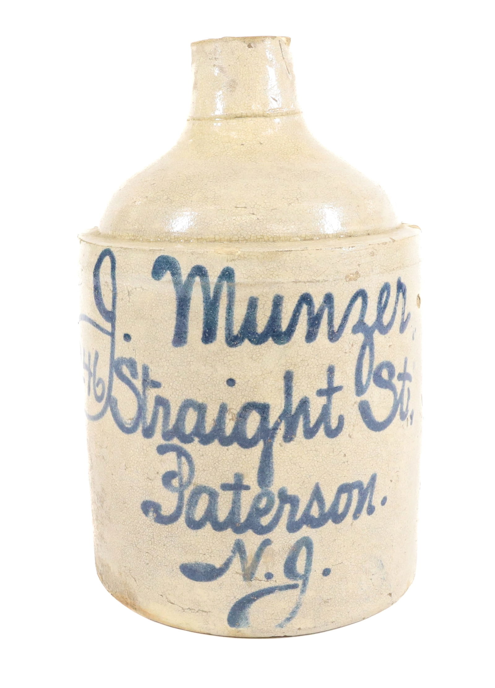HALF GALLON PATERSON, NJ SCRIPT JUG (1 of 6)