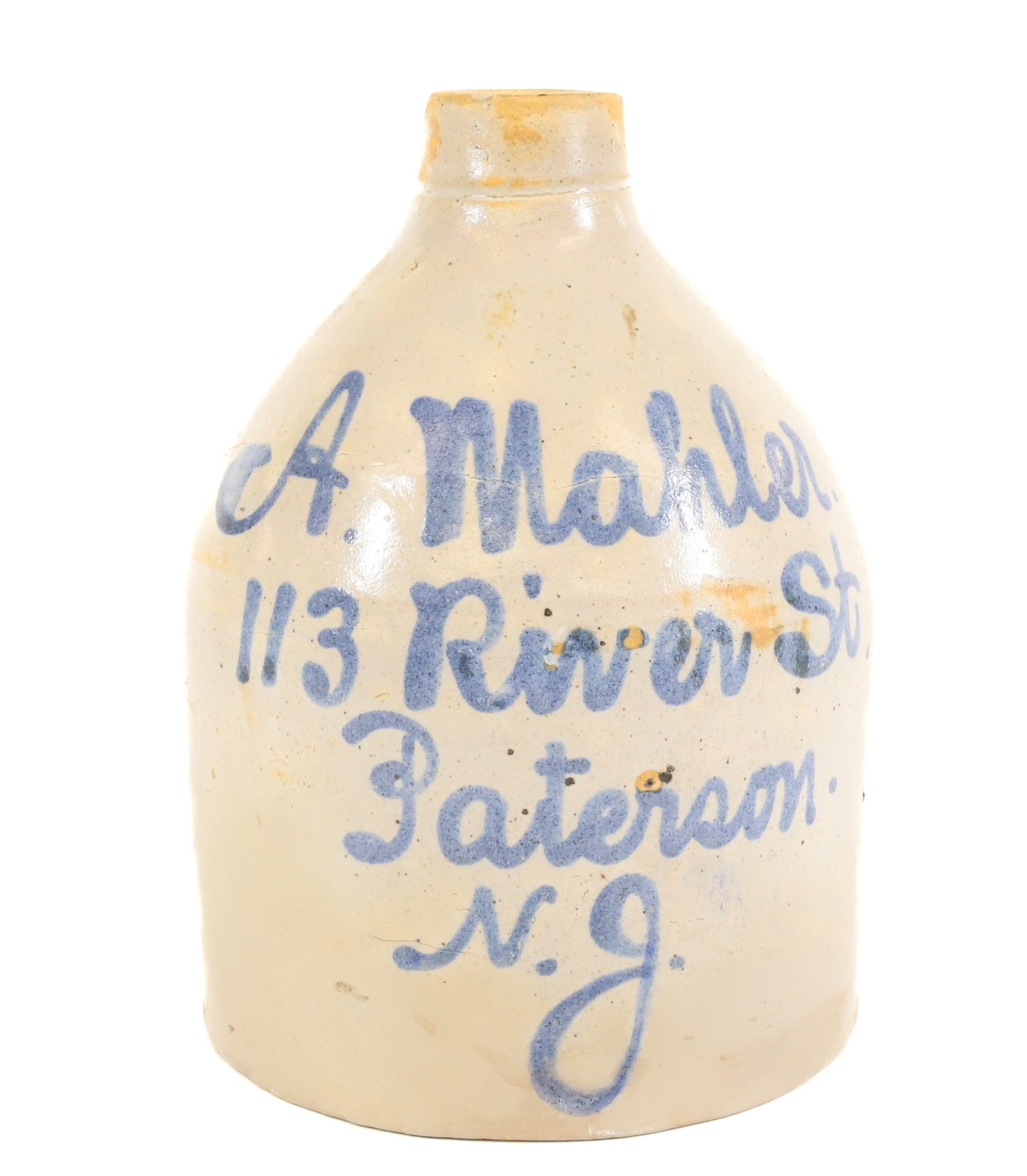 HALF GALLON PATERSON, NJ SCRIPT JUG (1 of 6)
