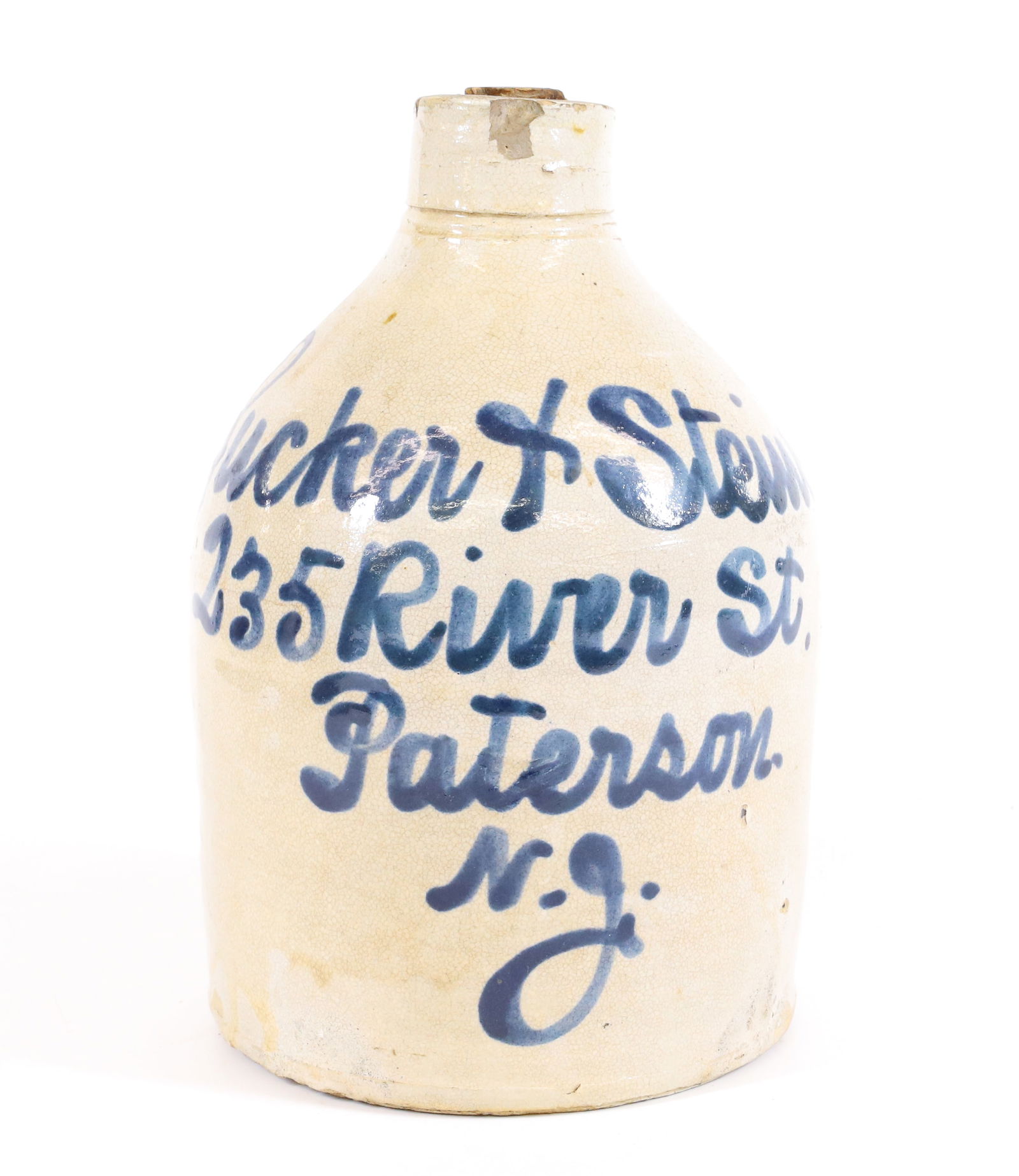 HALF GALLON PATERSON, NJ SCRIPT JUG (1 of 6)