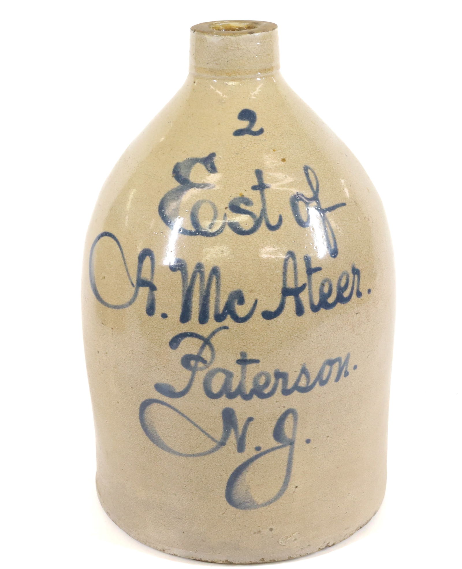 TWO GALLON PATERSON, NEW JERSEY SCRIPT JUG (1 of 6)