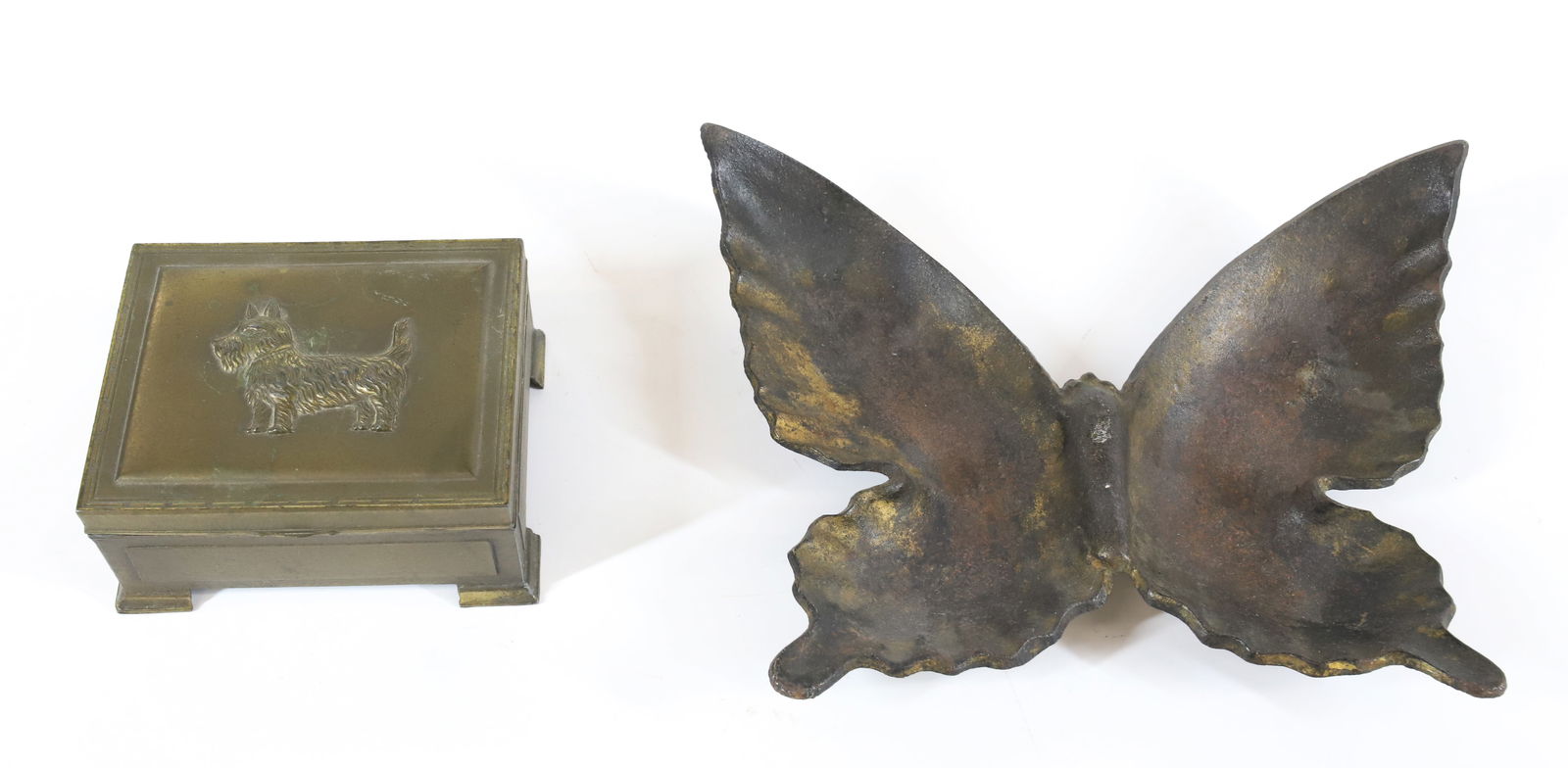 BRASS DRESSER BOX AND CAST IRON BUTTERFLY (1 of 5)