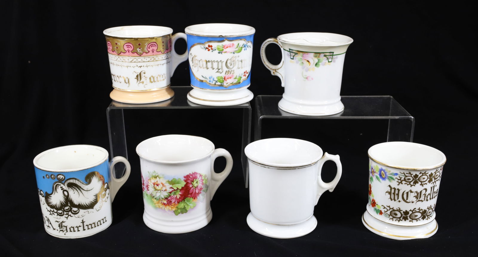 (7) ANTIQUE SHAVING MUGS (1 of 4)