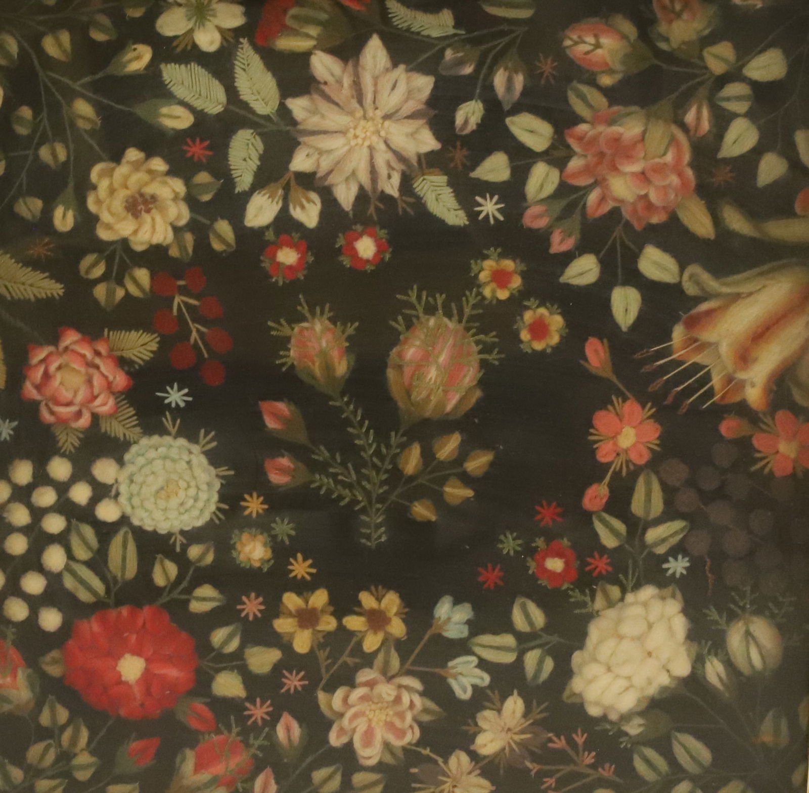 19TH C. NEEDLEWORK IN FRAMED SHADOWBOX, STUMPWORK (1 of 12)