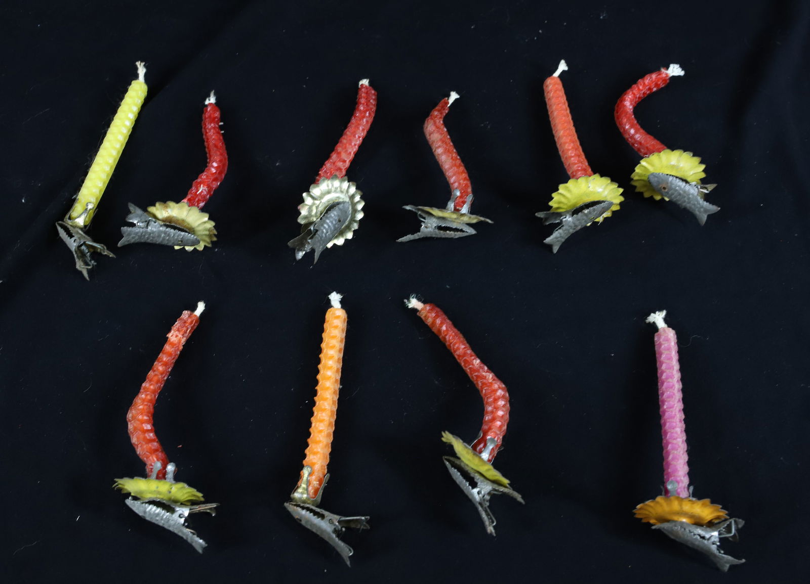 LOT OF TIN "FISH" CHRISTMAS TREE CANDLE CLIPS (1 of 1)