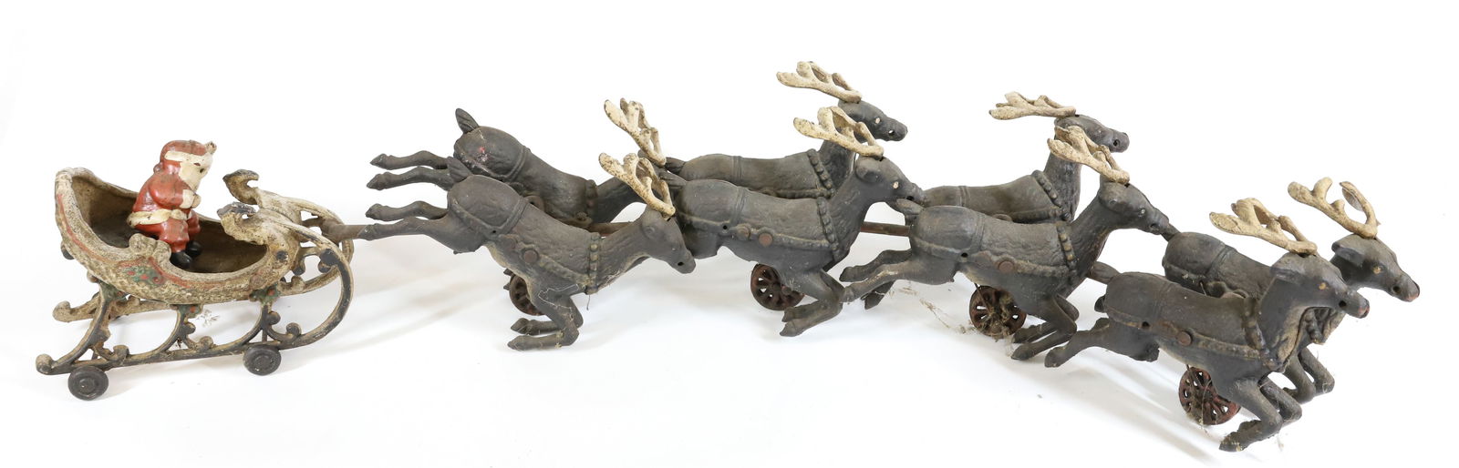 CAST IRON SANTA CLAUS SLEIGH AND REINDEER (1 of 6)