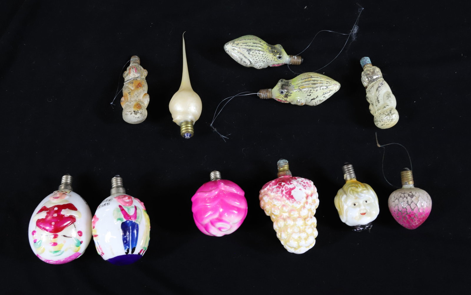(11) ANTIQUE CHRISTMAS BULBS: THREE BEARS AND OLD KING COLE ILLUMINATI (2 1/4" L) PLEASE READ CAREFULLY - Terms for Purchasing and Shipping of Auction Items. Please read carefully before bidding. All payments for purchases will be