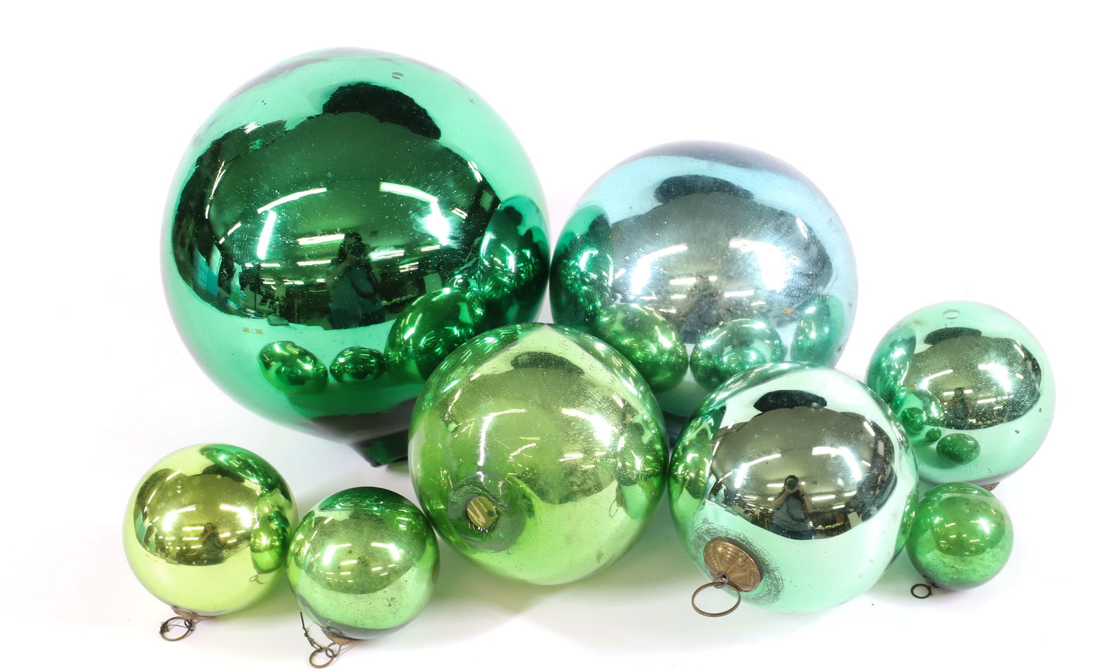 (8) GREEN CHRISTMAS KUGEL ORNAMENTS (1 of 4)