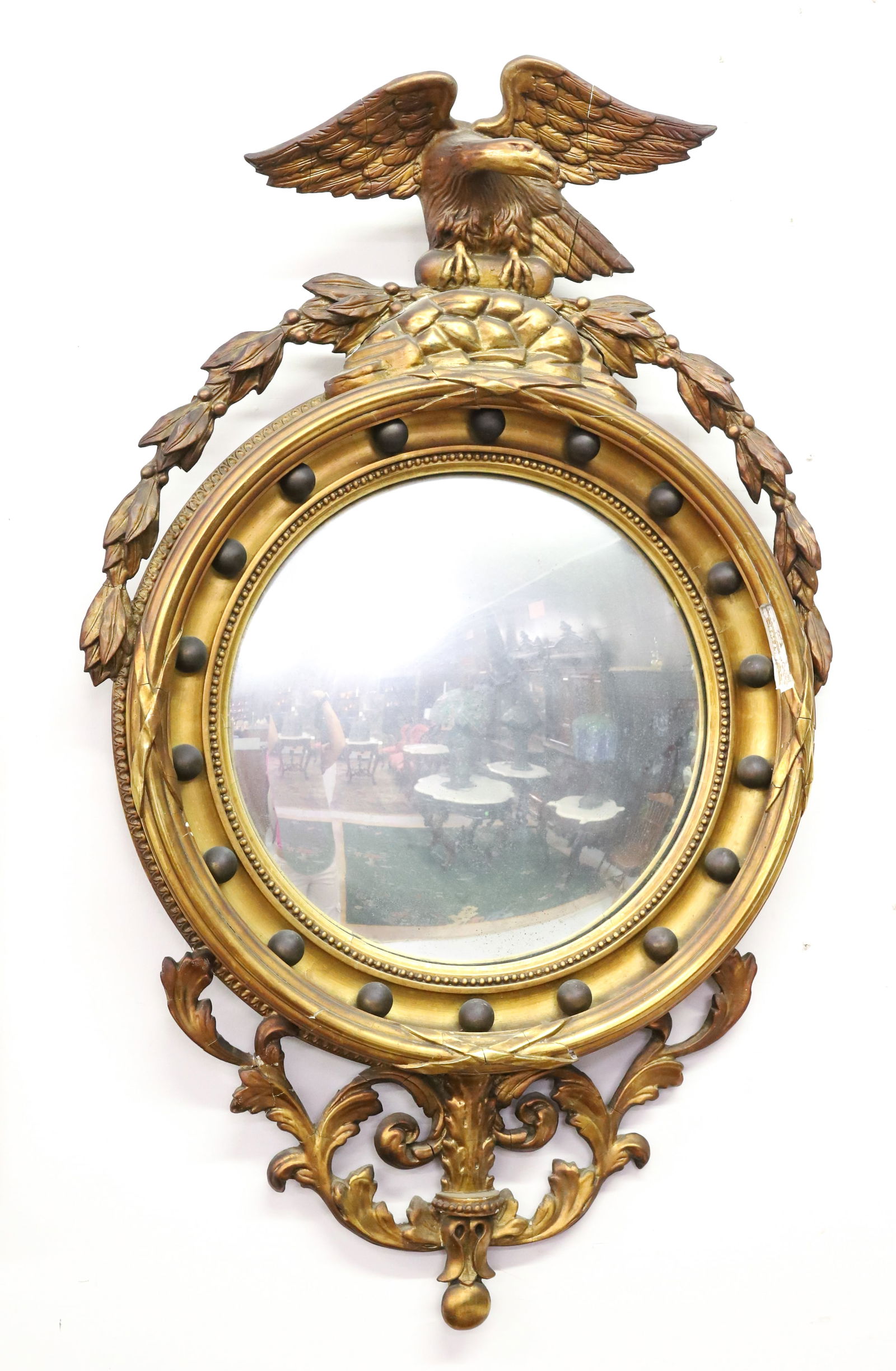 19TH C. GILT FRAMED BULLSEYE MIRROR (1 of 7)